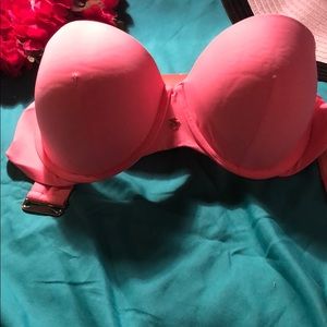Strapless coral Victoria’s Secret bathing suit top